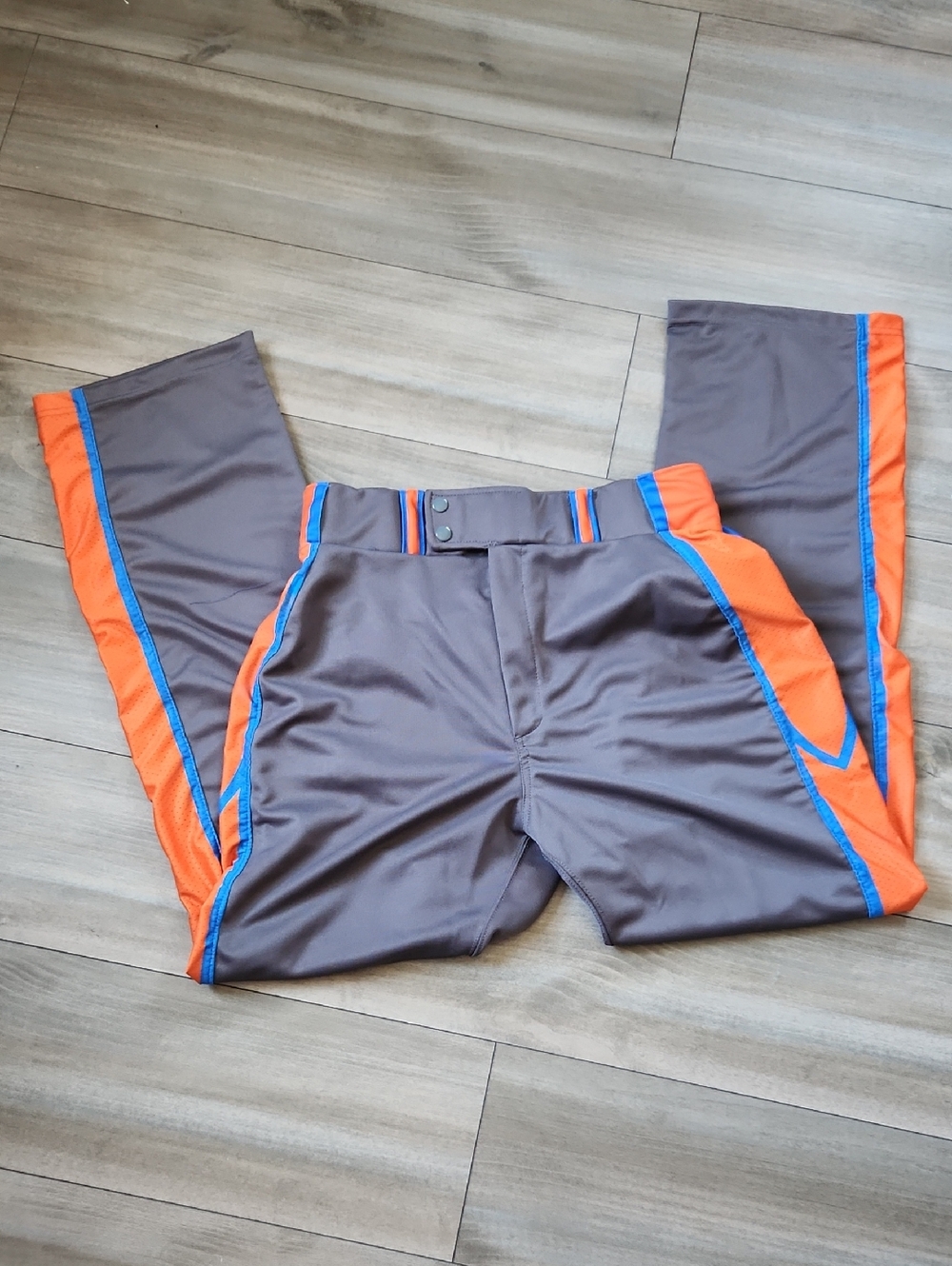 Men's Athletic Baseball/softball Pants with Orange & Blue Side Panels